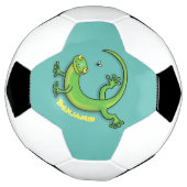 虫の漫画と可愛い幸せな緑のゲッコ挨拶 サッカーボール (回転)