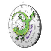 虫の漫画と可愛い幸せな緑のゲッコ挨拶 ダーツボード (正面右)