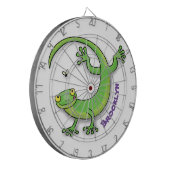 虫の漫画と可愛い幸せな緑のゲッコ挨拶 ダーツボード (正面左)