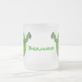 虫の漫画と可愛い幸せな緑のゲッコ挨拶 フロストグラスマグカップ (中央)