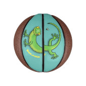 虫の漫画と可愛い幸せな緑のゲッコ挨拶 ミニバスケットボール (縦)