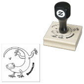 虫の漫画と可愛い幸せな緑のゲッコ挨拶 ラバースタンプ (押印)