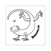 虫の漫画と可愛い幸せな緑のゲッコ挨拶 ラバースタンプ (インプリント)