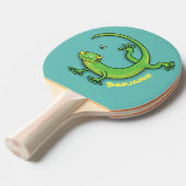虫の漫画と可愛い幸せな緑のゲッコ挨拶 卓球ラケット (正面アングル)