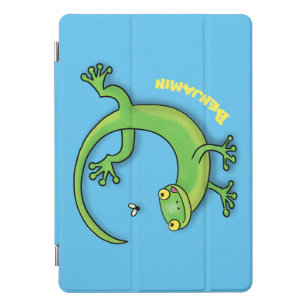 虫の漫画と可愛い幸せな緑のゲッコ挨拶 iPad PROカバー