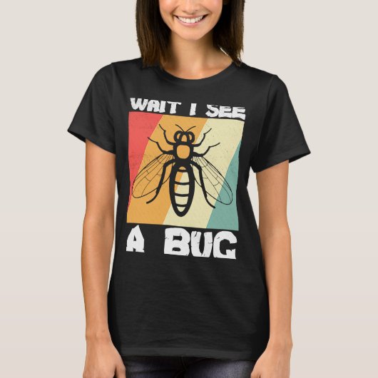 虫の科学待つ虫を見る Tシャツ (正面)