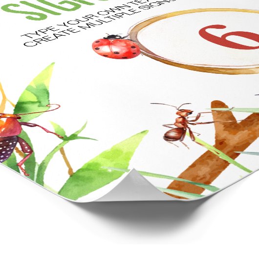 虫の虫の誕生日パーティーテーブルの署名 ポスター (角)