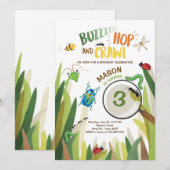 虫の誕生日の招待状の昆虫は男の子の煩わせを煩わせます 招待状 (正面/裏面)