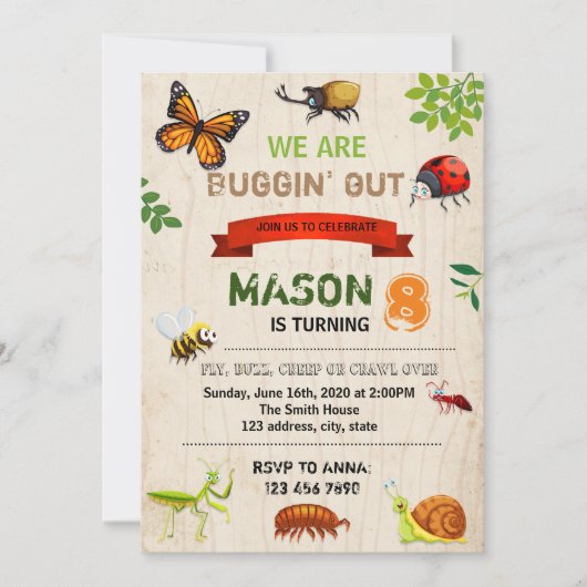虫の誕生日の招待状 招待状 (正面)
