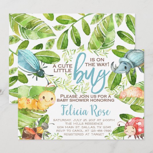 虫の赤ちゃんのお披露目招待状 招待 招待状 (正面/裏面)