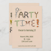 虫や昆虫をテーマにしたパーティーの子供たちにとってぞっとする 招待状 (正面/裏面)