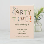 虫や昆虫をテーマにしたパーティーの子供たち向けのクリープリークロール 招待状 (スタンド正面)