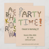 虫や昆虫をテーマにしたパーティーの子供向けのぞっとするようなお誘い 招待状 (正面/裏面)