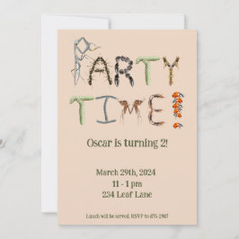 虫や昆虫をテーマにしたパーティーの子供向けクリープリークロール 招待状