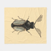 虫よけカブトムシ芸術 フリースブランケット (正面(横))