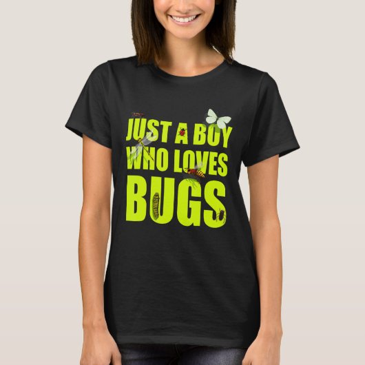 虫を愛する現実的な虫の少年Entomologistバグ Tシャツ (正面)