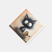 虫を飼い鳥を探しているむさくるしい大きな目の猫 スタンダードカクテルナプキン (角)