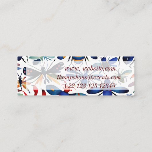 虫カラフル虫お洒落芸術 スキニー名刺 (裏面)