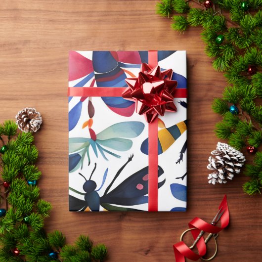 虫カラフル虫お洒落芸術 ラッピングペーパー (クリスマスギフト)
