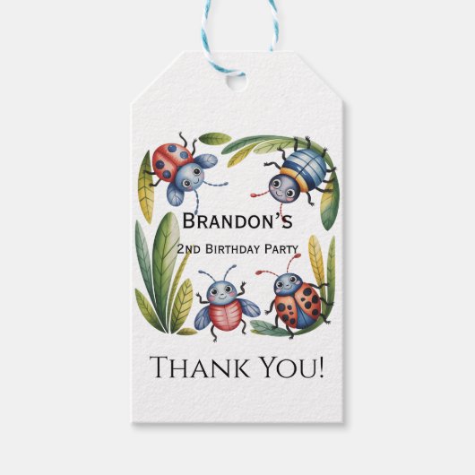 虫カラフル虫2位。誕生日パーティーありがとう ギフトタグ (正面)
