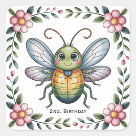 虫カラフル虫2位。誕生日パーティー スクエアシール