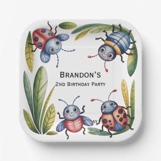 虫カラフル虫2位。誕生日パーティー ペーパープレート (正面)