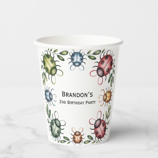 虫カラフル虫2位。誕生日パーティー 紙コップ (正面)
