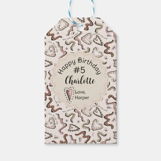 虫ガーリーハート虫駆虫誕生日 ギフトタグ (正面)