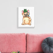 虫フランスの眼鏡の刑事としてのブルドッグ キャンバスプリント (インサイチュ (リビング))