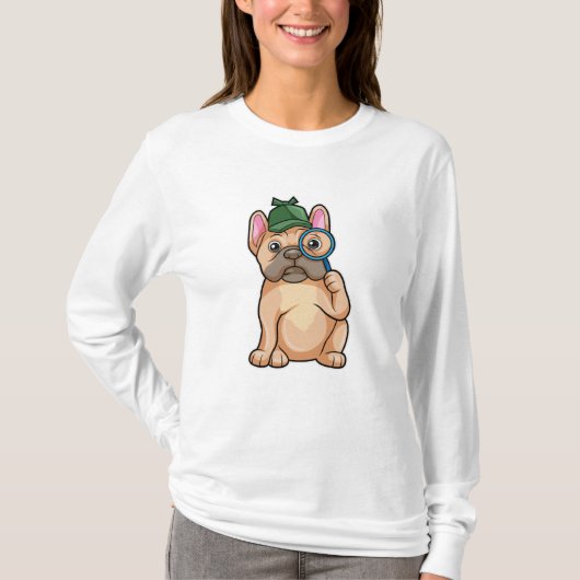 虫フランスの眼鏡の刑事としてのブルドッグ Tシャツ (正面)