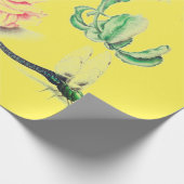 虫中国の黄包み紙付き花 ラッピングペーパー (角)