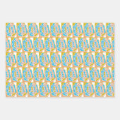 虫付き鳥、雲付き空、包み紙 ラッピングペーパーシート (正面3)