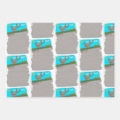 虫付き鳥、雲付き空、包み紙 ラッピングペーパーシート (正面2)