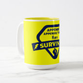 虫垂おもしろい除去外科虫垂切除術 ツートーンマグカップ (正面左)