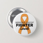 虫垂がんリボンホワイトボタン 缶バッジ (正面&裏面)