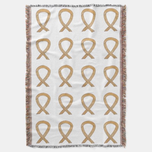 虫垂がん認識度リボンアートブランケット スローブランケット (正面縦)