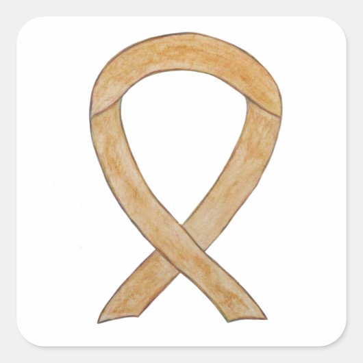 虫垂がん認識度リボンシールデカール スクエアシール (正面)
