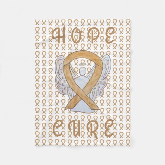 虫垂がん認識度リボンフリースブランケット フリースブランケット (正面)