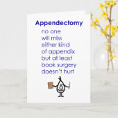 虫垂切除術 - 手術からの回復についてのユーモアのある詩 カード (黄色い花)