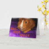 虫目豚ギニー豚グリーティングカード カード (黄色い花)