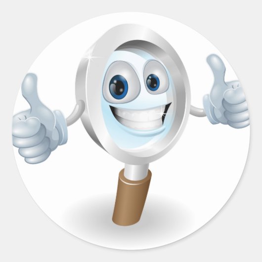 虫眼鏡のキャラクター ラウンドシール (正面)