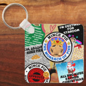 虫眼鏡の下のミンスパイのモンタージュ キーホルダー (正面)