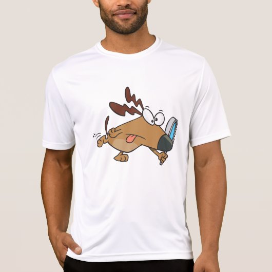 虫眼鏡を使った犬の探偵 Tシャツ (正面)