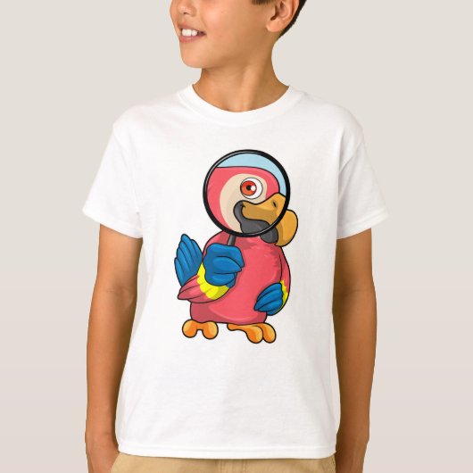 虫眼鏡を持つオウム Tシャツ (正面)