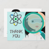 虫眼鏡ガールサイエンティストありがとうはがき ポストカード (正面/裏面)