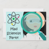 虫眼鏡ガールサイエンティスト誕生日招待状 招待状 (正面)