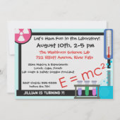 虫眼鏡ガールサイエンティスト誕生日招待状 招待状 (裏面)
