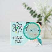 虫眼鏡ボーイサイエンティストありがとうはがき ポストカード (スタンド正面)