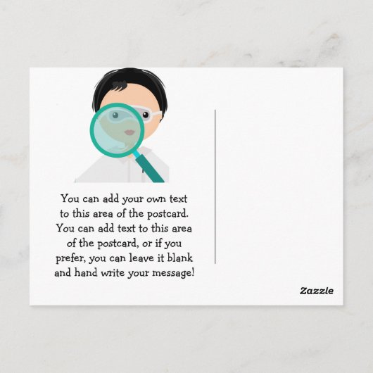 虫眼鏡ボーイサイエンティストありがとうはがき ポストカード (裏面)