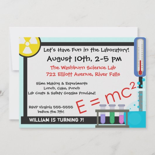 虫眼鏡ボーイサイエンティスト誕生日招待状 招待状 (裏面)